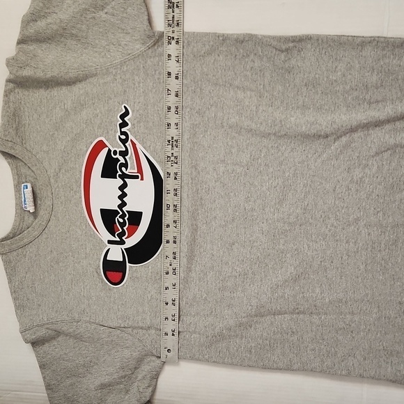 Champion Men's Gray T-Shirt L, Embroidered Logo, Crew Neck - Picture 8 of 9